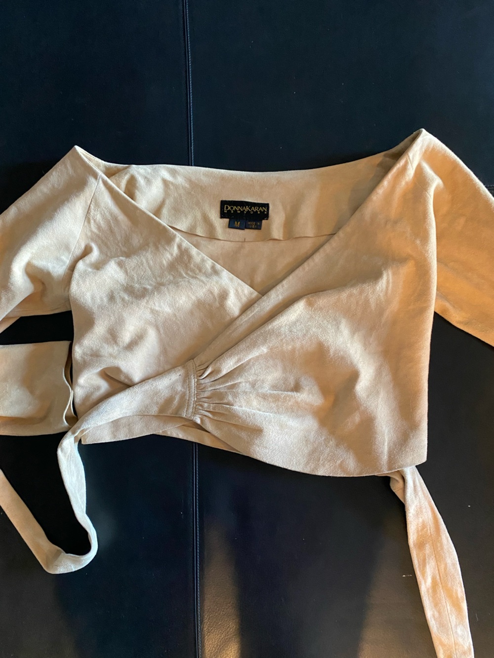 Vintage Donna Karan Suede Wrap Crop Top